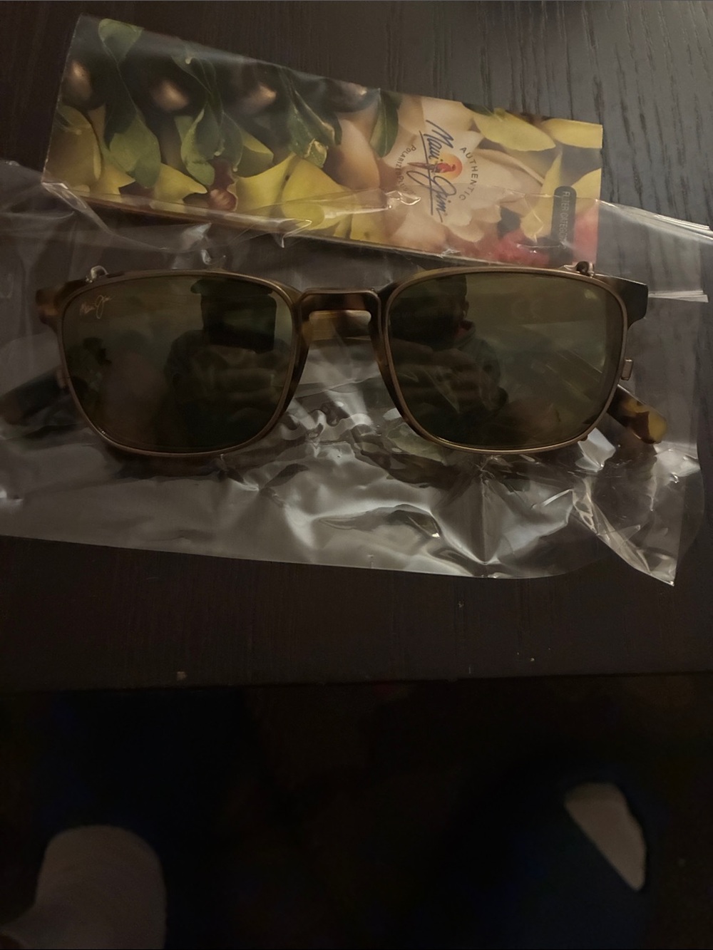 Maui Jim Tortoise-Pattern Sunglasses with Green Lenses vintage clip one
